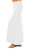 Sweet Hearts Maxi Skirt for Women- Comfy Foldover High Waist Long Flare A-Line Skirt Maxi Dress XS-3X Made in USA (White, Large)