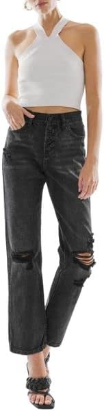 Kan Can Ultra High Rise Straight Jeans KC6387DG-OP