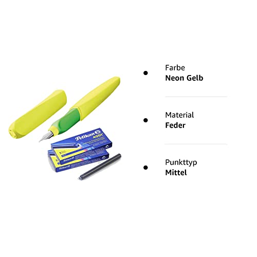 Füller Pelikan Twist Neon Gelb mit M-Feder und Tintenpatronen