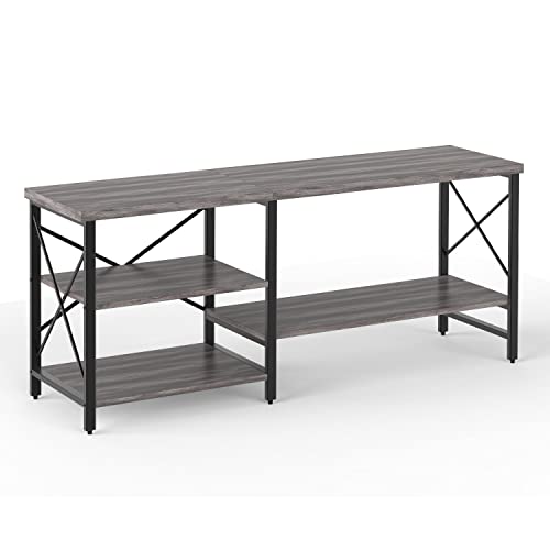 AMOSIC TV Stand Media Entertainment Center, TV Stand for TV up to 65 Inch, TV Table, Entertainment Center, 3-Tier TV Console, for Living Room, Entertainment Room, Retro Grey