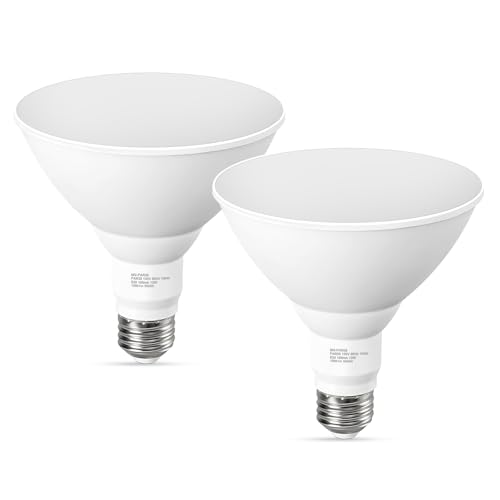 GvvooHome LED Flood Light Bulbs, PAR38 Outdoor Flood Light Bulb 5000K,13W 100W Equivalent, Daylight White LED Floodlight Dimmable, Waterproof for Porch Yard Garage, E26 Base, 15,000 Hrs, 2 Pack by GvvooHome - Used condition - US$13.21