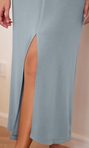 Image of ODODOS Modal Soft Front Split Midi Dress for Women, V Neck Sleeveless Casual Summer Tank Dress