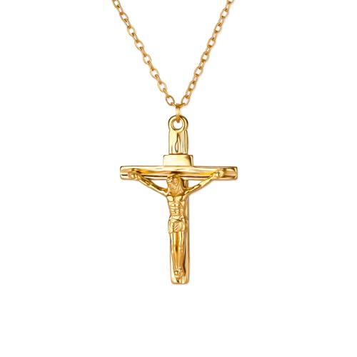 VAttract Cross Necklace for Women 18K Gold Plated Cross Pendant Choker Necklace (Cross1-Gold)