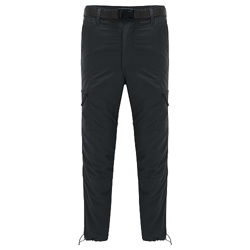 Generisch Pantalones térmicos de invierno para hombre, pantalones largos de tormenta, impermeables, rectos, de forro polar, forrados, para exteriores, pantalones de felpa, multibolsillos, pantalones