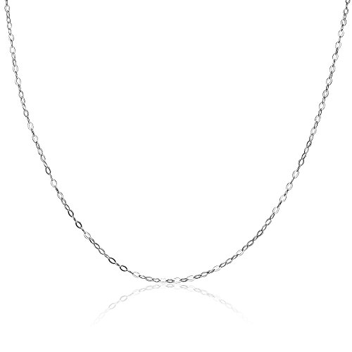 Hoops & Loops Sterling Silver 0.90mm Very Thin Delicate Cable Chain Necklace, 18 Inches