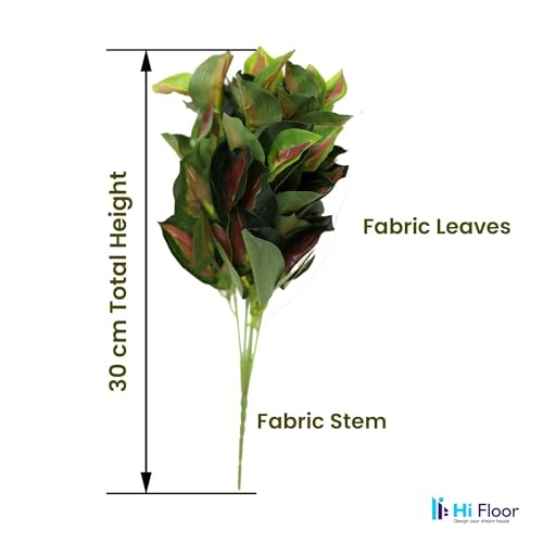 Image of Enhance Your Space with Artificial Leaf Decor Foliage for Stunning Interiors Decorative Items for Home;Office; Room; Living Room; Table; (Without Vase) (Pack of 2, Green Brown)