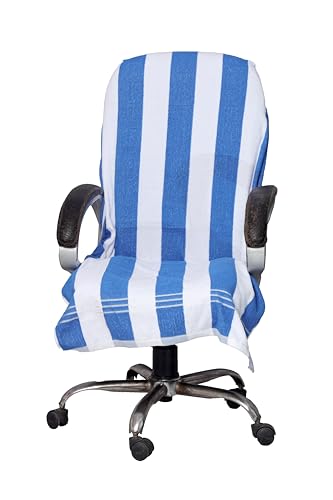 Image of ROMAN HOME 100% Superfine Cotton Solid Large Luxury Office Chair Towel with Tie Knot 450 GSM - (Pack of 1) Original Product AS PER Picture Shown (1, ch Blue lline)
