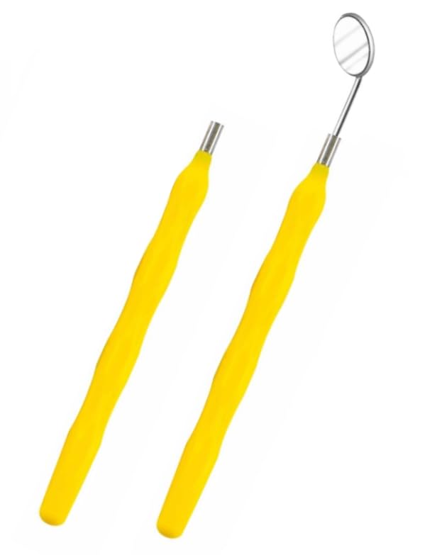 AmeriCan Goods 2/Pcs Dental Silicone Mirror Handles Cone Socket Autoclavable Dentist Mirror Durable Silicone Handle (Yellow)
