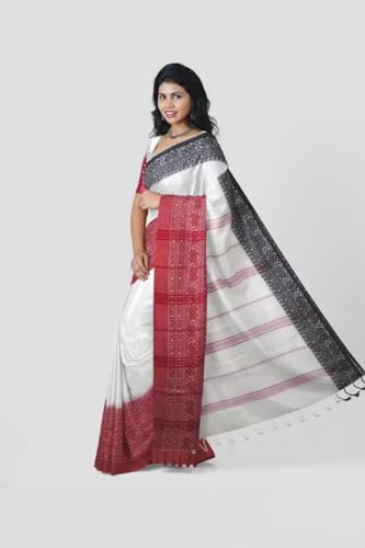 Image of eC ESHA'S COLLECTION Women's Cotton Blend Begumpuri Handloom Saree With Unstitched Running Blouse Piece