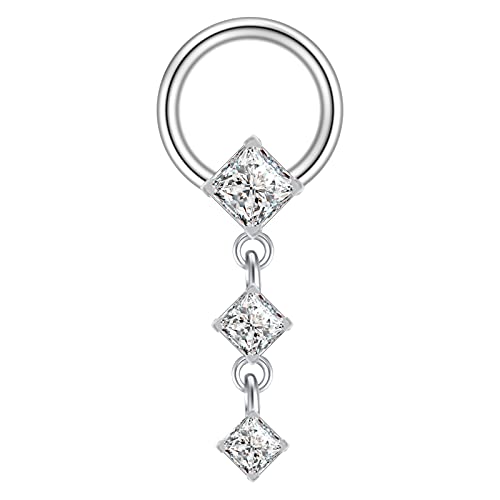 LAURITAMI 16G Helix Ring Piercing mit Anhänger Cartilage Ohrring 8mm Hoop Edelstahl mit Herz Baumeln CZ Lobe Ohr Piercing Schmuck Cover