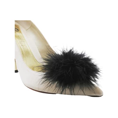 Detachable Black Feather Pom Pom Shoe Clips Set Of 2 #TOP1