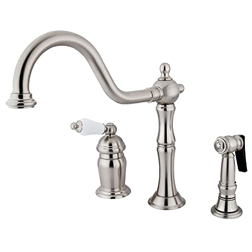Kingston Brass KS1818PLBS Heritage Widespread Kitchen Faucet, 9-5/8-Inch, Brushed Nickel