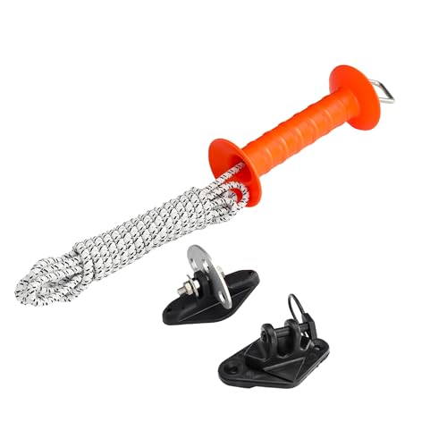 Electric Fence Bungy Gate Kit Electrified Bungee Gate Handle with Elasticized Rope for Livestock Insulators Temporary System Easy Installation (Self-provided connectors)