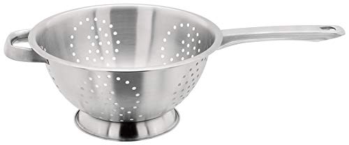 Judge Large Satin Stainless Steel Colander 24cm, Long Handle and Helper Handle, Dishwasher Safe