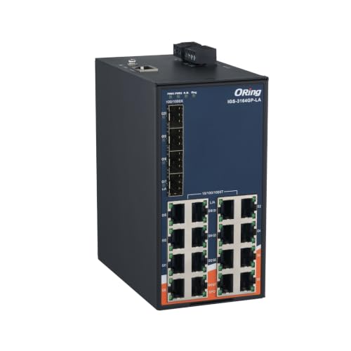 Image of IGS-3164GP-LA | 20-Port Managed Gigabit Ethernet Switch, 16-Port GE+ 4 SFP Slots, ORing Industrial Networking