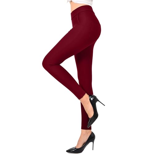 Image of Ginasy Dress Pants for Women, Pull-On Business Casual Leggings | Classic Colors; High-Rise Tummy Control; Stretch Knit Fabric; Pull-On Fit with Functional Pockets