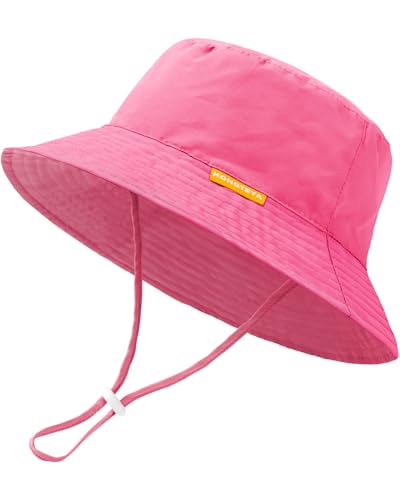ベビーサンハット キッズ 夏 日焼け防止 幼児用バケットハット つば広 調節可能 ビーチハット 男の子 女の子 0~6歳, 1点-ライトピンク, 2-6 Yearsの商品画像（Amazon）