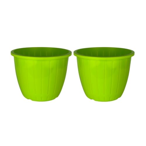 Image of Go Hooked Sunshine Flower Pot /Planters for Home Decor, Plastic Pots for Gardening /Home, Flower Pots Indoor-Outdoor & Planter for Plants (Green) (Pack of 2)