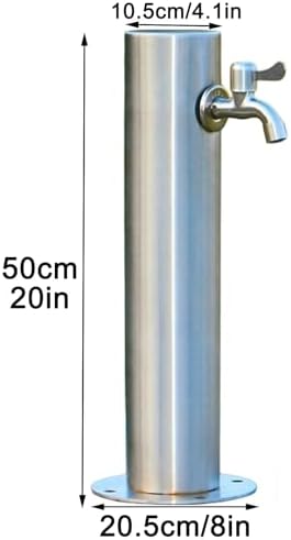 Stainless Steel Hose Stand with Spigot & Spray Gun - Garden Water Column with Installation Accessories for Irrigation (34"x5") - Durable & Rust-Resistant Solution