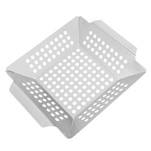 Toddmomy Sturdy Stainless Steel Grill Baking Pan Outdoor Grill Trays Vegetable Steamer Shrimp Fish Kebabs Skewer