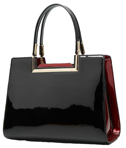 Womens Fashion Glossy Patent Leather Handbag Designer Luxury Tote Shoulder Bag Large Capacity Working Purses