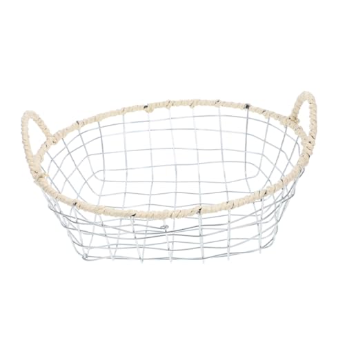 Holibanna Hollow Fruit Basket Iron Weave Bread Holder Storage Basket Kitchen Living Room Bedroom Organizer (l)