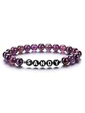 CrystalTears Amethyst Crystal Bracelet Personalised Name Bracelet for Women Men 8mm Healing Crystal Gemstone Beaded Bracelet Custom Gifts for Friends Families Mum Couples Birthday Valentine’s Day