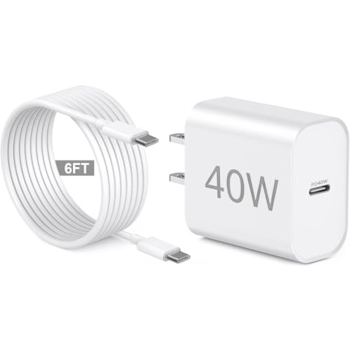 Image of iPad Pro Charger,iPad Charger Fast Charging,40W USB C Wall Charging Adapter with 6FT USBC to C Long Cable Cord for Apple iPad Pro 13 /12.9 /11 in 2026-2018,iPad 11th(A16),iPad Air 5th /4th,i Pad mini 6 /7
