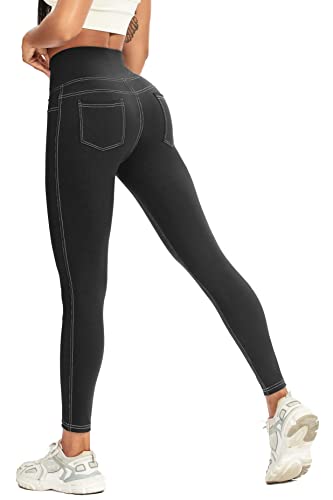 FITTOO Damen Leggings Jeans-Look Push up Leggings Skinny Fit Yogahosen Fitness Cover