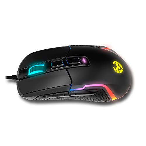 KICK -NXKICK- Mouse da gioco RGB Rainbow, sensore ottico PixArt 3327 fino a 12000 DPI, 6 livelli DPI (800-6200), software avanzato, nero - Mouse gaming - Immagine 3