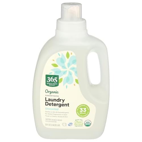 365 by Whole Foods Market, Organic Concentrated Laundry Detergent, Unscented, 33 HE Loads, 50 Fl Oz