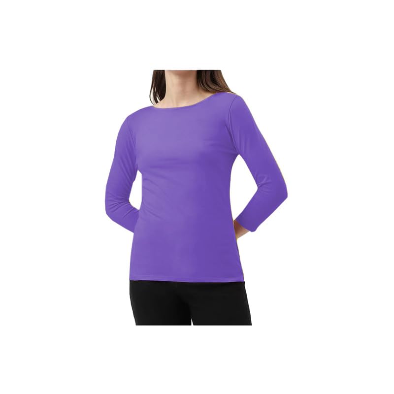R&N FASHIONS Body sin mangas para mujer, cuello redondo, leotardo, parte superior negra y blanca, Morado (, 38