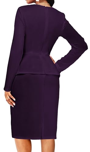 Image of Women's Bodycon Pencil Dress Vintage Teacher Office Modest Business Wear to Work Sheath Suiting Dresses