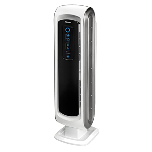 Fellowes Purificatore d'Aria AeraMax DX5, per Casa e Ufficio, per Ambienti Fino a 12 mq, con Filtraggio a 4 Stadi, Filtro HEPA e Filtro al Carbone, Sensore AeraSmart e Aera+, Colore Bianco