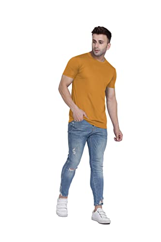 Image of TQH Men Dri Fit Polyester Half Sleeve Round Neck Multicolor t Shirts - Combo Set of 2
