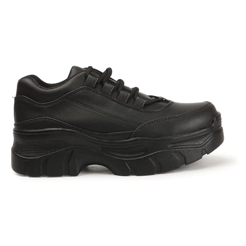 Image of Vendoz Women Casual Stylish Black High Heel Sneaker Shoes