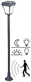 Solarpanel aus amorphem Silizium: 4,5 V, 0,5 Watt • Helligkeit: 85 Lumen bei voller Beleuchtung, 5 Lumen gedimmt • Lampenmast aus rostfreiem Aluminium • Maße: 100 x 19,5 x 19,5 cm