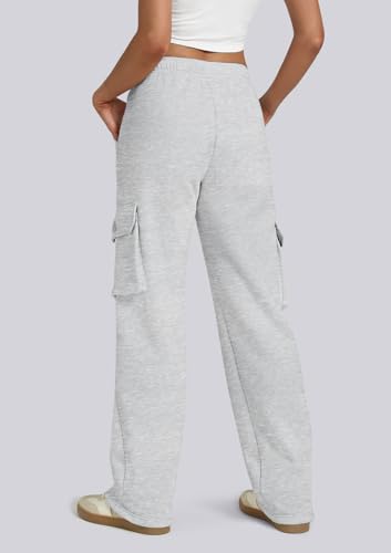 IVIR Womens Cargo Sweatpants Fleece Lined Wide Leg High Waisted Pants S-XXL3