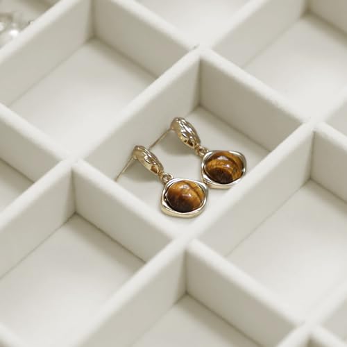 Image of Wudygirl Set of 2 Jewelry Organizer Stackable Jewelry Tray for Drawer Velvet Earring Holder Organizer with Lid Dust-proof Earring Case Ring Storage for Women Drawer Inserts 30 Grid (Beige)