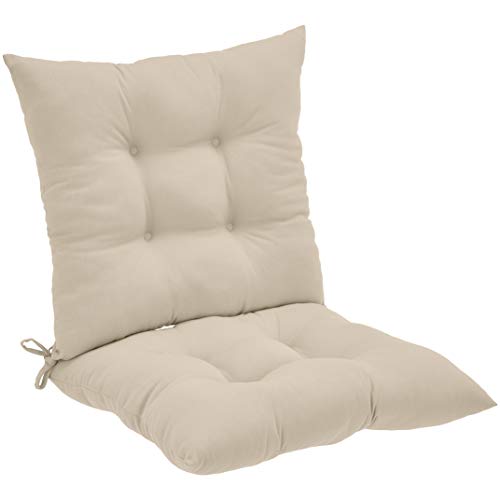 Image of AmazonBasics Polyester Canvas Tufted Outdoor Square Seat Patio Cushion - Pack of 2, Khaki, 19 x 18.5 x 5 inch