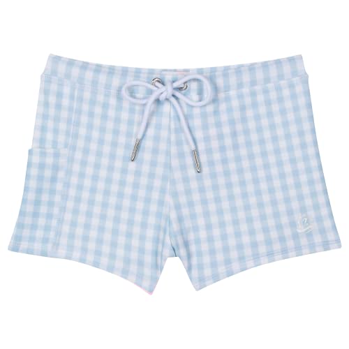 SwimZip Shorties - UPF 50+ Swim Shorts - Baby, Toddler, and Kids - Boys or Girls Blue Gingham