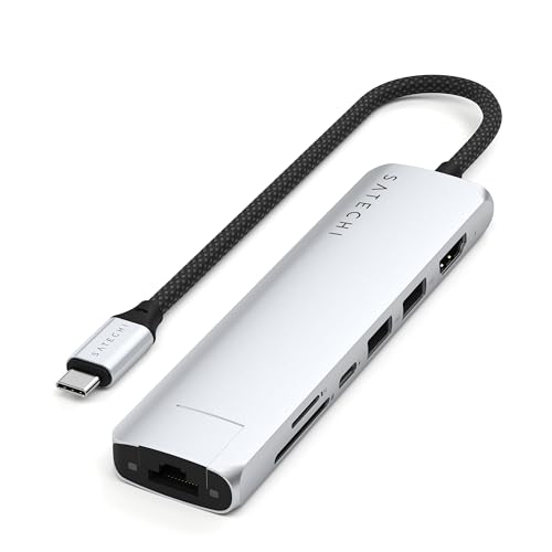 Ya en manzanajugosa.com: SATECHI 7 en 1 Hub USB C Slim Plus Adaptador Multipuerto con Ethernet, Carga PD 100W, HDMI 4K@60Hz, 2X Puertos USB-A 10Gbps y SD/microSD para MacBook Air & Pro, PC Portatil y más – Plata