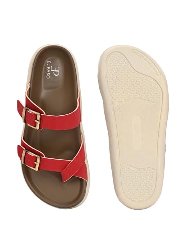 Image of EL PASO Women Red Faux Leather Casual Slip On Flats EPW5755 P