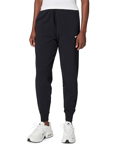 Nike Womens Dri-Fit One High-Waisted 7/8 French Terry Joggers Black/White Medium