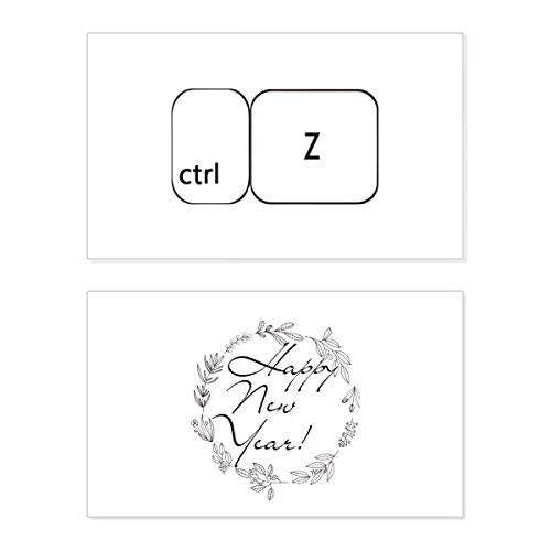 Tarjeta de Año Nuevo con símbolo Ctrl Z, ideal para dedicatorias y mensajes de bendición