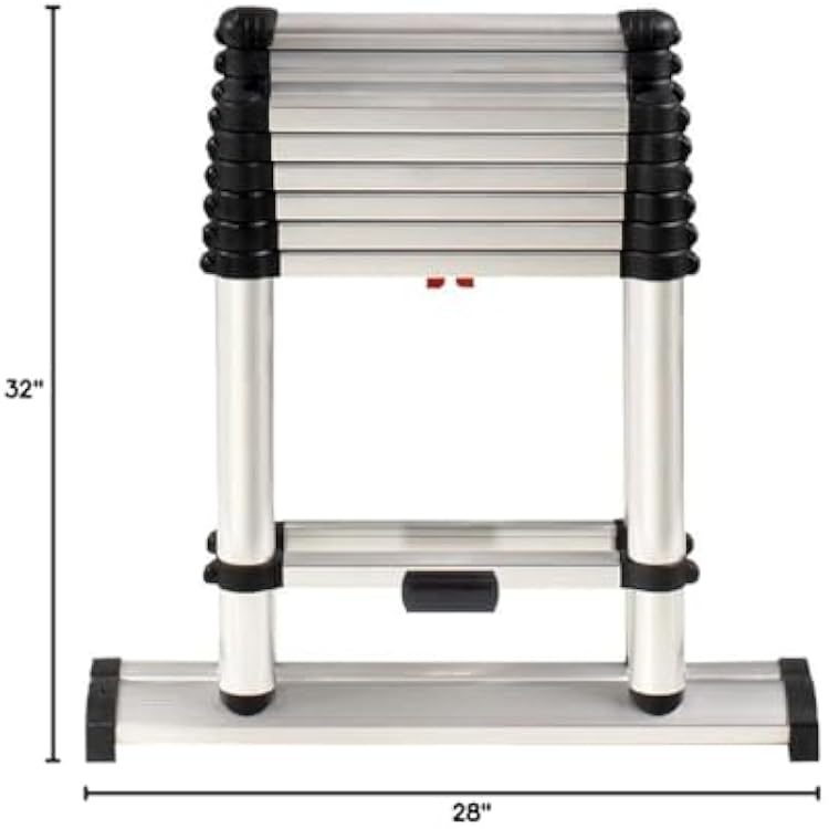 Telesteps 12ES Telescoping A-Frame Ladder 8 ft Height, 12 ft Reach | Type 1AA 375 lb Rated | Compact Folding Aluminum Ladder with Stair Offset, Safety Locks & Wide Stabilizer