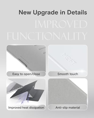 Image of MOFT Invisible Laptop Stand for Desk, Stick-Free Tablet and Computer Stand with Dual-Angle, Foldable&Portable Laptop Riser Holder, Fits 7-11 inch Tablets&11-14 inch Laptops, Space Gray (Non-Adhesive Version)