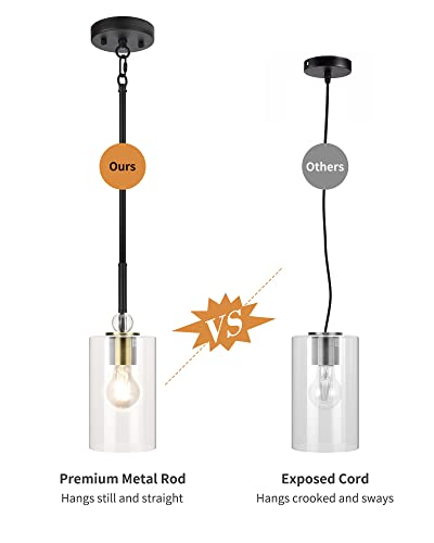 Ul-Listed Glass Pendant Light With E26 Led Bulb, Jackyled Adjustable Height Antique Brass Hanging Light, Modern Gold Pendant Light For Kitchen Island #TOP3
