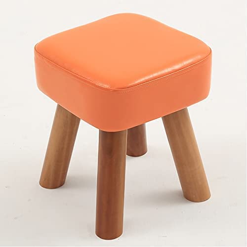 Tabouret bas orange de 32 cm en cuir moderne pour salon