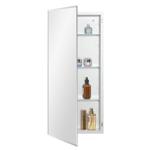 IDYLLOR Bathroom Medicine Cabinet with Beveled Edge Mirrored Door 16 x 36 inch, Recessed or Surface...